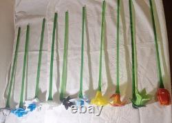 10 Assorted Art Glass Long Stem Glass Flowers Bouquet 19-20