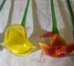10 Assorted Art Glass Long Stem Glass Flowers Bouquet 19-20