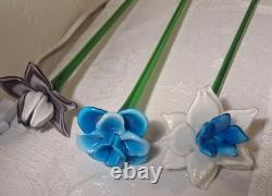 10 Assorted Art Glass Long Stem Glass Flowers Bouquet 19-20