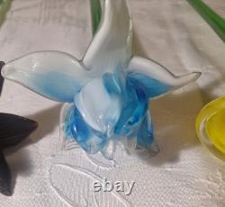 10 Assorted Art Glass Long Stem Glass Flowers Bouquet 19-20