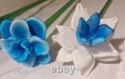 10 Assorted Art Glass Long Stem Glass Flowers Bouquet 19-20