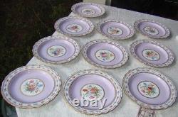 10 C1930 COPELAND SPODE Collamore Lavender H. P. FLORAL 9 1/8 Lunch Plates R4358