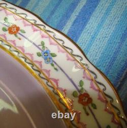 10 C1930 COPELAND SPODE Collamore Lavender H. P. FLORAL 9 1/8 Lunch Plates R4358