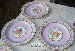 10 C1930 COPELAND SPODE Collamore Lavender H. P. FLORAL 9 1/8 Lunch Plates R4358