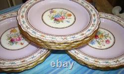 10 C1930 COPELAND SPODE Collamore Lavender H. P. FLORAL 9 1/8 Lunch Plates R4358