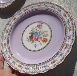 10 C1930 COPELAND SPODE Collamore Lavender H. P. FLORAL 9 1/8 Lunch Plates R4358