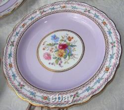 10 C1930 COPELAND SPODE Collamore Lavender H. P. FLORAL 9 1/8 Lunch Plates R4358