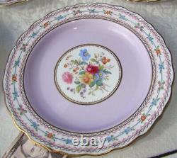 10 C1930 COPELAND SPODE Collamore Lavender H. P. FLORAL 9 1/8 Lunch Plates R4358