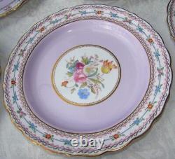 10 C1930 COPELAND SPODE Collamore Lavender H. P. FLORAL 9 1/8 Lunch Plates R4358