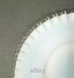 10 Fenton Dessert Plates Silver Crest Milk Glass Opalescent 8 1/2 Vintage Salad