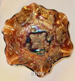 10 Millersburg Amethyst Radium Finish Blackberry Wreath Carnival Glass Bowl