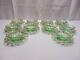 10 SETS ANTIQ BACCARAT GREEN SWIRL H/PAINTED GOLD ROSE FINGERTIP BOWLS w SAUCERS