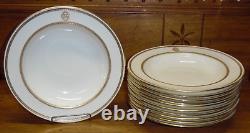 11 Minton R Briggs Boston Bone China Gold Encrusted Band Rimmed Soup Bowls 9.5