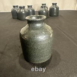 11 Vases! Rowantrees Blue Hill Maine Bud Pottery Vase Bowl Gunmetal Gray Space