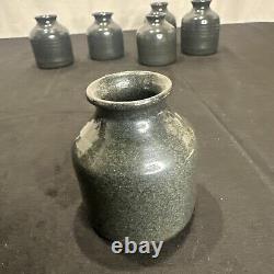 11 Vases! Rowantrees Blue Hill Maine Bud Pottery Vase Bowl Gunmetal Gray Space