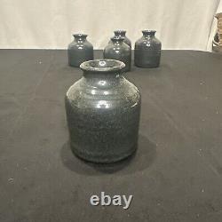 11 Vases! Rowantrees Blue Hill Maine Bud Pottery Vase Bowl Gunmetal Gray Space