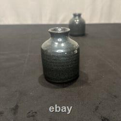 11 Vases! Rowantrees Blue Hill Maine Bud Pottery Vase Bowl Gunmetal Gray Space