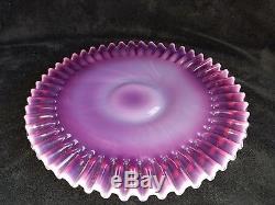 13 Fenton PLUM OPALESCENT HOBNAIL Glass Charger Low Cake PlateMINTRAREHTF