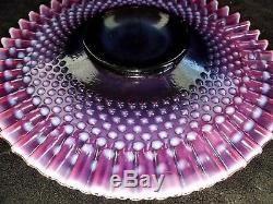 13 Fenton PLUM OPALESCENT HOBNAIL Glass Charger Low Cake PlateMINTRAREHTF