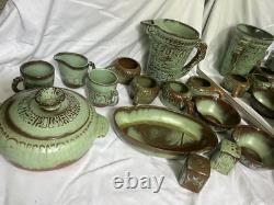 14 Piece Frankoma Pottery Set, Rim Is Chipped On One Bowl, No Other Flaws Found