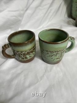 14 Piece Frankoma Pottery Set, Rim Is Chipped On One Bowl, No Other Flaws Found