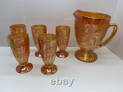 16 Piece MINT Set 1950s Jeanette Glass Iridescent Marigold IRIS & HERRINGBONE