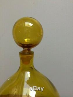 16 Tall Blenko #6211 Footed Decanter 1962-65 Amber Jonquil Wayne Husted