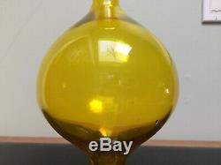 16 Tall Blenko #6211 Footed Decanter 1962-65 Amber Jonquil Wayne Husted