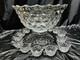 17 ½ Fostoria Punch Bowl, Stand (Also A Serving Bowl) & 12 Cups