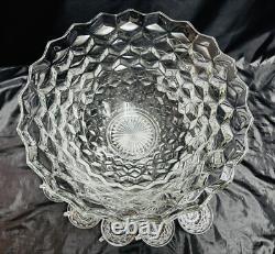 17 ½ Fostoria Punch Bowl, Stand (Also A Serving Bowl) & 12 Cups