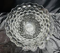 17 ½ Fostoria Punch Bowl, Stand (Also A Serving Bowl) & 12 Cups