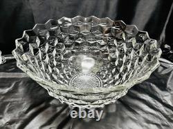 17 ½ Fostoria Punch Bowl, Stand (Also A Serving Bowl) & 12 Cups