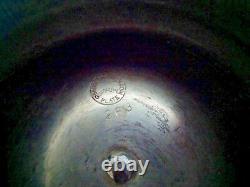 1870's KRALIK Bohemian Green Iridized Glass Mounted Bowl BROOKLYN SILVER Co Quad