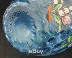1880 Phoenix Blown Art Glass Enameled Spot-Optic Water Pitcher Tumblers