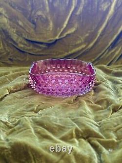 1886 Victorian Hobbs & Brockunier Line Dew Drop Hobnail Cranberry Glass Bowl