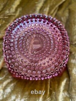 1886 Victorian Hobbs & Brockunier Line Dew Drop Hobnail Cranberry Glass Bowl