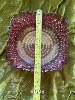 1886 Victorian Hobbs & Brockunier Line Dew Drop Hobnail Cranberry Glass Bowl