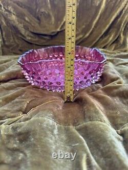 1886 Victorian Hobbs & Brockunier Line Dew Drop Hobnail Cranberry Glass Bowl