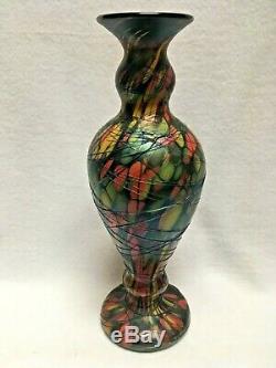 1920's Fenton Mosaic Threaded Vase 13.5