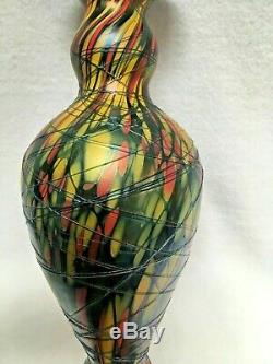 1920's Fenton Mosaic Threaded Vase 13.5