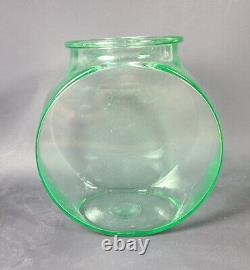 1930s Depression Uranium Glass Art Deco Vaseline Fish Bowl Rare Find