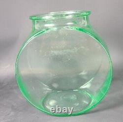 1930s Depression Uranium Glass Art Deco Vaseline Fish Bowl Rare Find