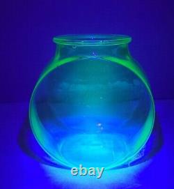 1930s Depression Uranium Glass Art Deco Vaseline Fish Bowl Rare Find