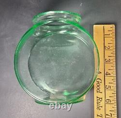 1930s Depression Uranium Glass Art Deco Vaseline Fish Bowl Rare Find