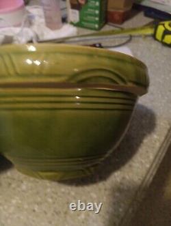 1930s yellow ware bowls Set Of 3 Green Mint Condition Extremely Rare