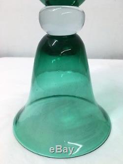 1940's Winslow Anderson Green and Clear Glass Blenko Chalice. Vase Decanter MCM