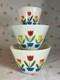 1940s Vintage Fire King Tulip Mixing/Nesting Bowls by Anchor Hocking Set of 3