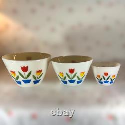 1940s Vintage Fire King Tulip Mixing/Nesting Bowls by Anchor Hocking Set of 3