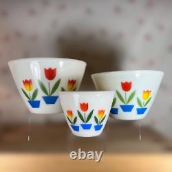 1940s Vintage Fire King Tulip Mixing/Nesting Bowls by Anchor Hocking Set of 3
