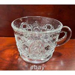 1950's Vintage American Pressed Glass Punch Bowl Set With 12 Matching Cups